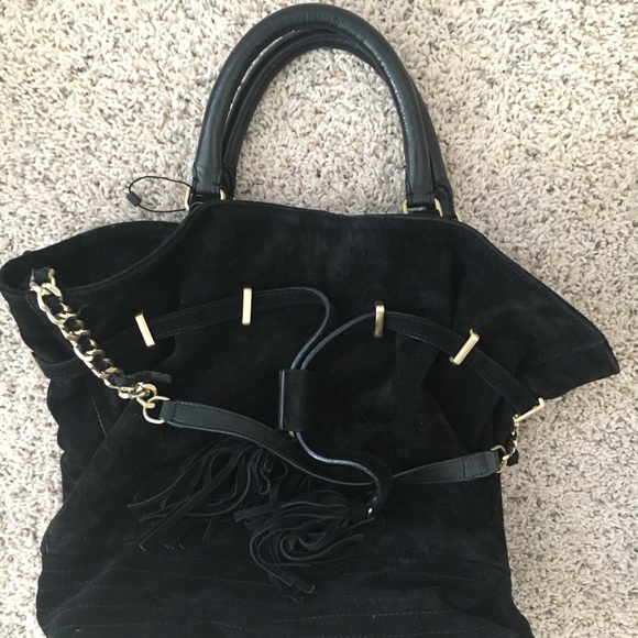 Zara suede leather bag with gold hardware - Picture 2 of 7